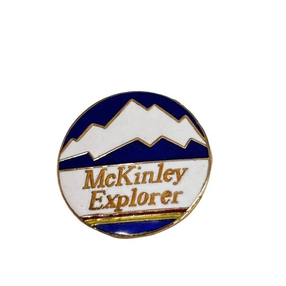 McKinley Explorer Lapel Pin Alaska 1" Diameter Blue White - Picture 5 of 5